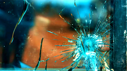 broken ballistic glass